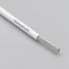 TEBAOFLEX UL 1164 300V AC 150°C extruded PTFE hook-up wire showing fine-stranded silver-plated copper conductor and compact 0.013 in (0.33 mm) white PTFE insulation
