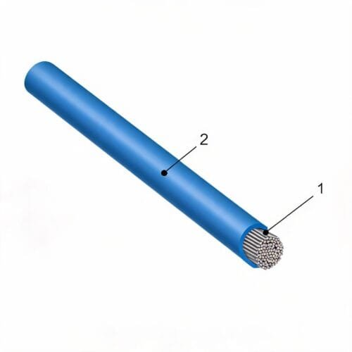 TEBAOFLEX UL 1332 FEP 200°C 300V High-Temperature Wire TEBAOFLEX UL 1332 300V 200°C FEP high-temperature fluoropolymer hook-up wire cutaway showing ASTM B33 stranded tinned copper conductor and 0.33 mm (13 mil) extruded blue FEP insulation