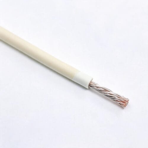 TEBAOFLEX UL 1584 1000V 250°C Heavy-Wall Extruded PTFE High-Temperature Wire TEBAOFLEX UL 1584 1000V AC 250°C high-temperature hook-up wire showing heavy 0.022 in (0.56 mm) white extruded PTFE insulation and stranded plated copper conductor