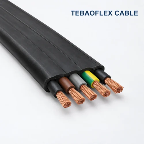 NGFLGOEU black flat rubber festoon cable with five parallel flexible copper conductors for crane trolley systems