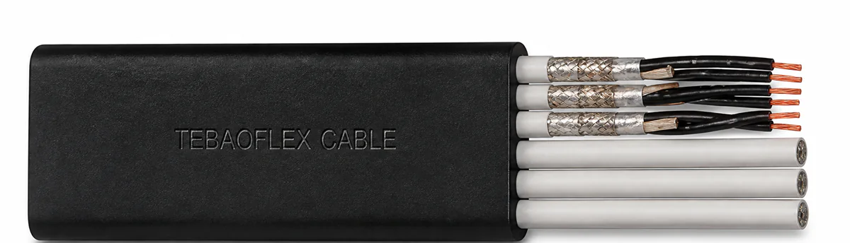 NGFLGOEU flat festoon cable cutaway with screened control groups and parallel insulated conductors