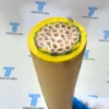 (N)SHTÖU-J yellow multicore cable section showing fine stranded copper cores and anti-torsion reinforcement