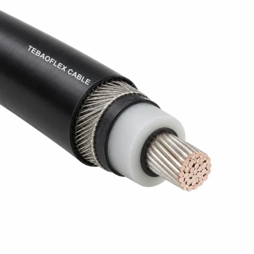 NTMCGCHXOEUK 26/45 kV Cold Resistant Cable Black single-core cold-resistant 26/45 kV cable with tinned copper conductor and screened HEPR insulation cutaway