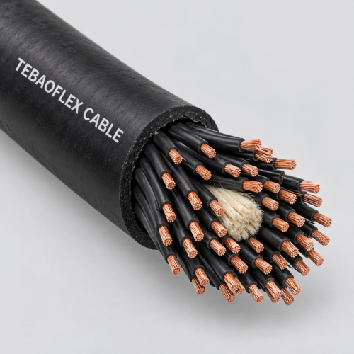 PCP Spreader Basket Control Cable 300/500 V Illustrative black PCP spreader basket control cable with many flexible copper cores around a central support