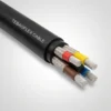 TEBAOFLEX BS 6708 Type 11 640/1100V Individually Screened Mining Cable TEBAOFLEX BS 6708 Type 11 640/1100V screened mining trailing cable showing black chloroprene sheath and four composite-screened EPR cores around a central elastomeric rubber cradle