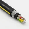 TEBAOFLEX BS 6708 Type 201 & Type 211 640/1100V Pliable Wire Armoured Roadway Trailing Cable TEBAOFLEX BS 6708 Type 201 and Type 211 640/1100V pliable wire armoured roadway extension and quarry trailing cable featuring black PCP jacket with longitudinal yellow stripe, galvanized steel armour, PCP inner bedding, three copper/nylon screened MEPR power cores, and unscreened green/yellow earth core