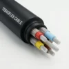 TEBAOFLEX BS 6708 Type 307, Type 307M & Type 307S 1.9/3.3kV Medium Voltage Coalcutter Trailing Cable TEBAOFLEX BS 6708 Type 307, Type 307M, and Type 307S 1900/3300V medium-voltage flexible coalcutter trailing cable with matte black chloroprene sheath, three composite tinned-copper/nylon screened EPR phase cores, pilot core, and central bare tinned copper earth conductor