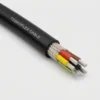 TEBAOFLEX BS 6708 Type 44 125/72V flexible handheld drilling machine cable (5x6 mm2) with black chloroprene sheath, three composite tinned-copper/nylon braided EPR phase cores, unscreened pilot core, and unscreened green/yellow earth core around a rubber cradle