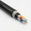 TEBAOFLEX BS 6708 Type 62, Type 63 & Type 64 640/1100V Screened Armoured Mining Cable TEBAOFLEX BS 6708 Type 62, Type 63, and Type 64 640/1100V pliable wire armoured mining cable with matte black chloroprene outer sheath, galvanized steel strand armour, rubber inner bedding, and four individually copper/nylon braided screened 4 mm2 EPR cores