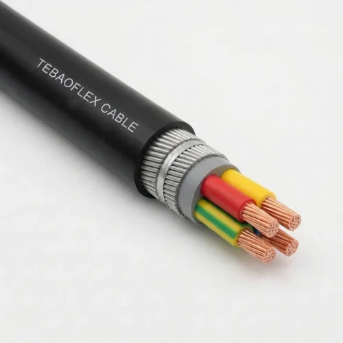 MGM-109-T1023-1024 Turkish TTK MGM Underground Mining Cable Studio Image TEBAOFLEX MGM 109 Type 1023 and Type 1024 600/1000V 4-core PVC insulated double galvanized steel wire armoured underground mining cable