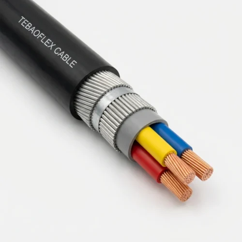 MGM-109-T3023 Turkish TTK MGM Underground Mining Cable Studio Image TEBAOFLEX MGM 109 Type 3023 1900/3300V 3-core unscreened PVC insulated double galvanized steel wire armoured shaft feeder cable