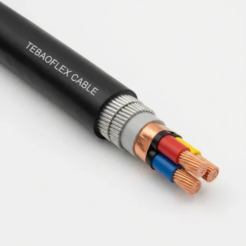 MGM-109-T3123 Turkish TTK MGM Underground Mining Cable Studio Image TEBAOFLEX MGM 109 Type 3123 1900/3300V 3-core copper-tape screened double GSW wire armoured PVC shaft mining cable
