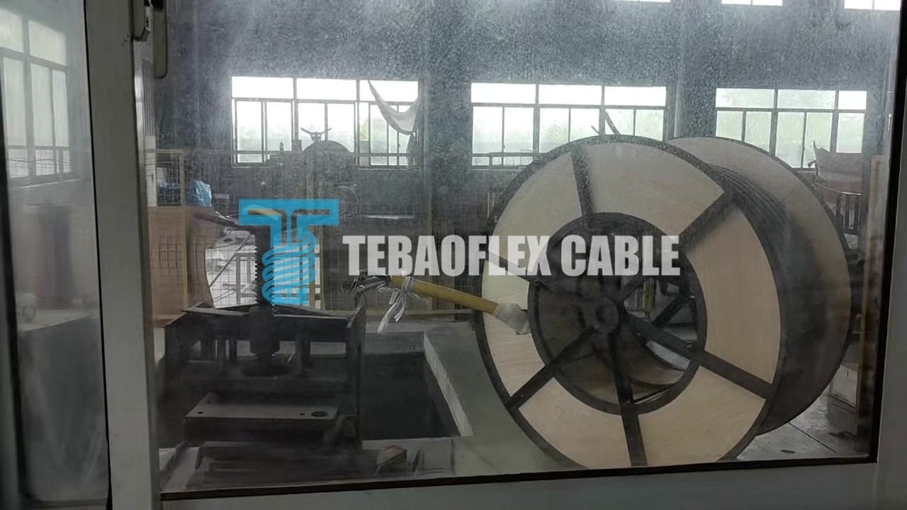 Factory acceptance inspection of a reeling cable drum, illustrating verification of supplied build and documentation
