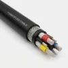 TEBAOFLEX SANS 1520-2 Type 63 1.9/3.3kV medium voltage flexible trailing and reeling mining cable with black polychloroprene CR outer sheath, open nylon reinforcement braid, three composite-screened EPR power cores, and three interstitial pilot cores with Class 5 tinned copper conductors