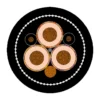 SANS 1520-2 Type 66 & Type 66-ECC 3.8/6.6kV Cable Cross-Section Diagram Cross-section diagram of SANS 1520-2 Type 66-ECC 3.8/6.6kV screened mining cable showing 3 composite-screened EPR power cores, 2 EPM pilot cores, 1 bare tinned copper ECC earth conductor, open nylon braid and black CR sheaths