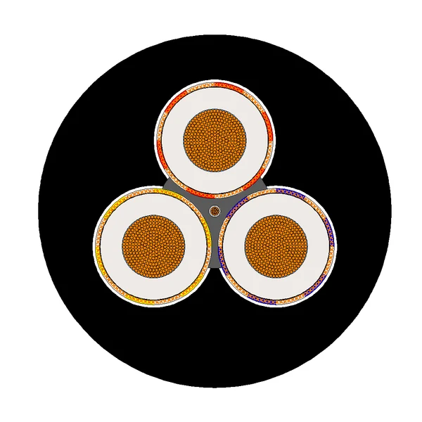 Cross-section diagram of TEBAOFLEX AS/NZS 1802 Type 210 1.1/1.1 kV composite screened hand-held mining drill cable
