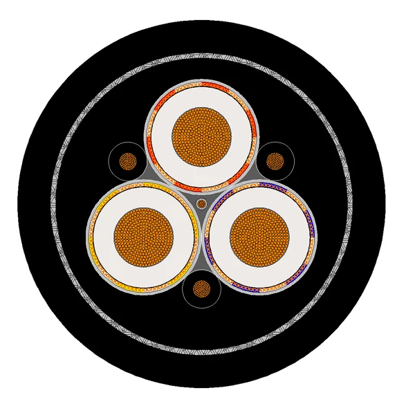 Cross-section diagram of TEBAOFLEX AS/NZS 1802 Type 260 pliable galvanised steel wire armoured mining feeder cable