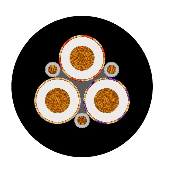 Cross-section diagram of TEBAOFLEX AS/NZS 2802 Type 440 composite screened 3-pilot mining cable