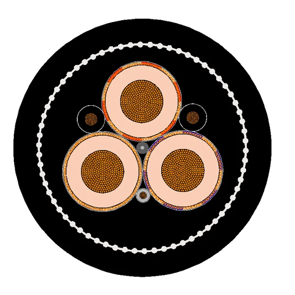 Cross-section diagram of TEBAOFLEX AS/NZS 2802 Type 451 Class 1 composite screened reduced-pilot reeling cable