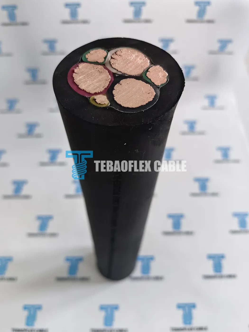End-face cross section of 2 kV Type G-GC 3x4/0 plus 2x2 plus 1x8 AWG mining cable sample