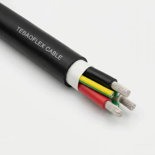 P02 TYPE-G-GC-2KV-MINING-POWER Main Product Image TEBAOFLEX Type G-GC 2kV round portable mining power cable with 3 EPR power cores, 2 grounds, yellow ground-check and reinforced CPE jacket