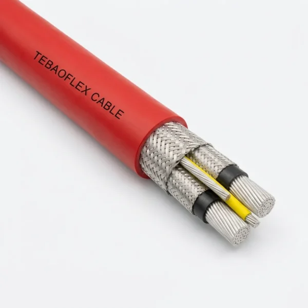 P05 TYPE-SHD-GC-8KV Main Product Image TEBAOFLEX Type SHD-GC 8kV medium-voltage shovel and dragline mining trailing cable with 150 mil EPR insulation, copper braid shields and red TPU/CPE jacket