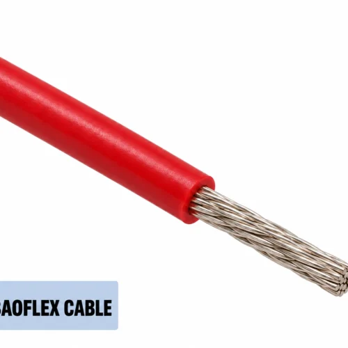 UL 1056 Style PVC Hook-Up Wire 105°C 600V Illustrative red single-core UL 1056 style PVC hook-up wire with exposed stranded copper conductor